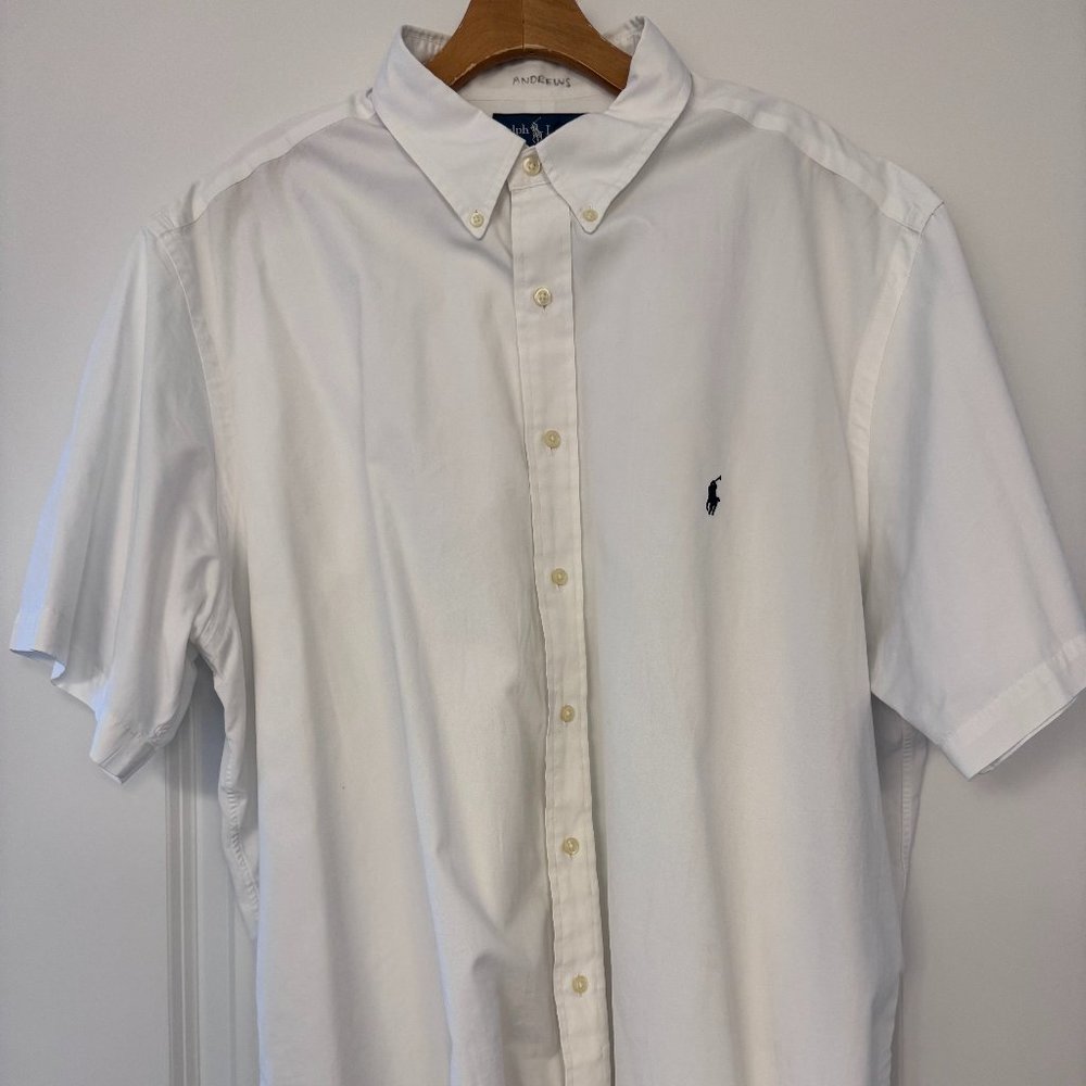 Mens Polo White Short Sleeve button down 2XB